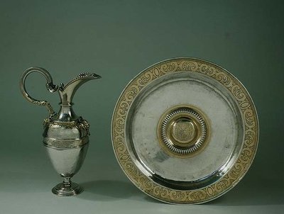Ewer och bassäng, aragonesiska eller kastilianska, sent 1500-tal (förgyllt silverpaket) av Spanish School