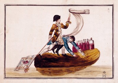 Utvisning av Joseph Bonaparte (1768-1844) (på en pickle) efter Vitorias nederlag i Spanien av Spanish School