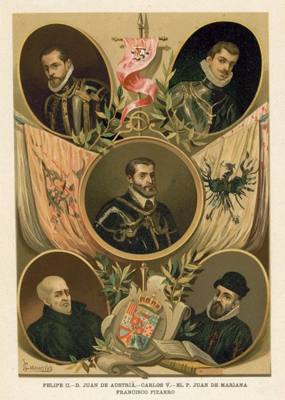 Berömda spanska historiska figurer från 1500-talet av Spanish School