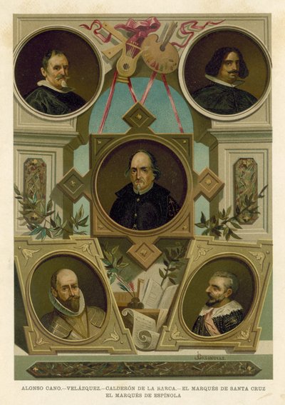 Berömda spanska historiska figurer från 1600-talet av Spanish School