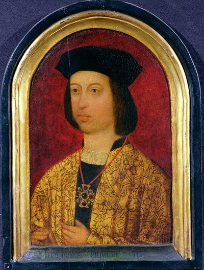 Ferdinand av Aragon (1452-1516) kung av Spanien (olja på panel) av Spanish School