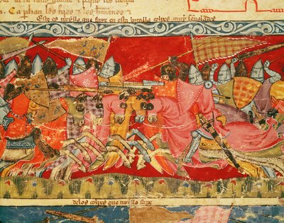 Fol.110r Slaget mellan greker och trojaner, från Codex Benito Santa Mora av Spanish School