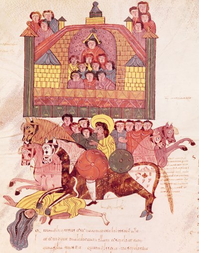 Fol.150v Jezebels död, från Bibeln Mozarabe av Spanish School