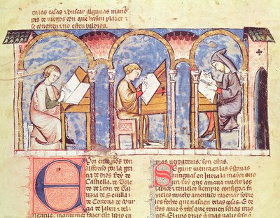 Fol.1v Spelbordsmakare, från boken om spel, schack, tärningar och brädor, 1282 av Spanish School