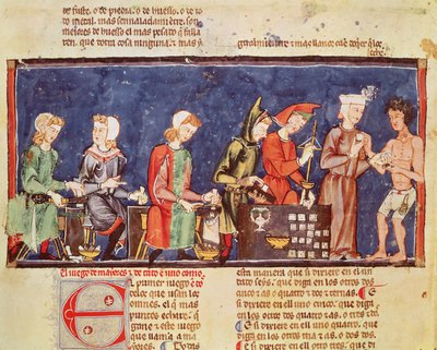 Fol.65v Dice Makers, från boken om spel, schack, tärningar och brädor, 1282 av Spanish School