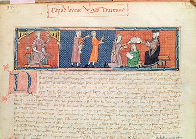 Guillaume Jaubert avlägger en ed inför kung James I (1207-76) av Mallorca, från Capbreu de Clayra et de Millas, 1292 av Spanish School