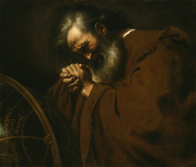 Herakleitos, den gråtande filosofen, ca 1630 av Spanish School