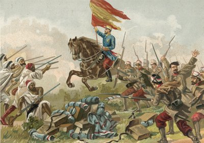 General Prims hjältemod i Castillejos, Marocko, 1859 av Spanish School
