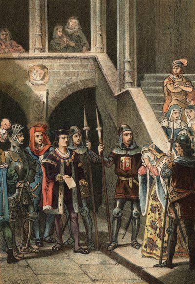 Leonor de Guzman, kung Alfons XI:s favorit, stoppades och avrättades av Don Alfonso Fernandez de Olmedo, under order av drottning Mary av Portugal, på 1300-talet. i "" Skönhetskulten"" av John Just Huguet, Mills Brothers förlag av Spanish School