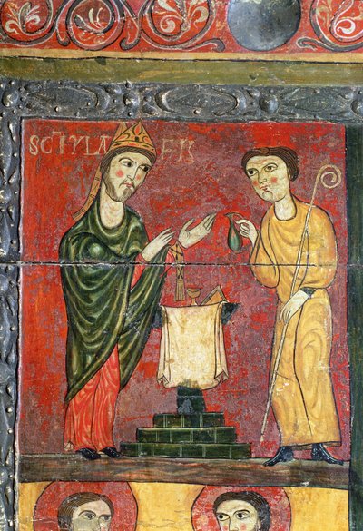 Mässa av St. Hilaire, altare, detalj, första hälften av 1200-talet (tempera på trä) av Spanish School
