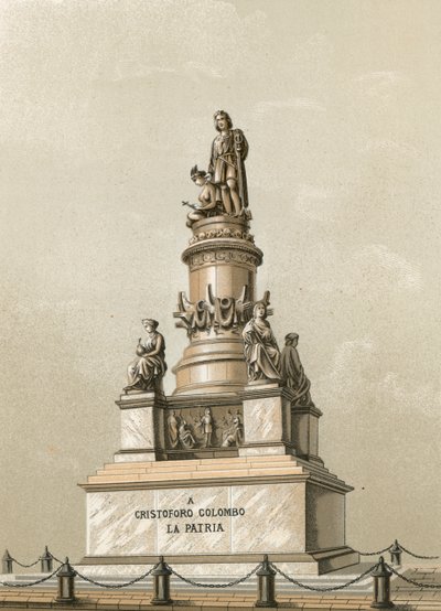 Monument till Columbus i Genua av Spanish School