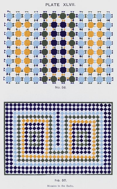 Mosaik i badet (färg litho) av Spanish School