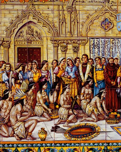 Indianer tog med Columbus följe till Spanien 1492 (keramik) av Spanish School