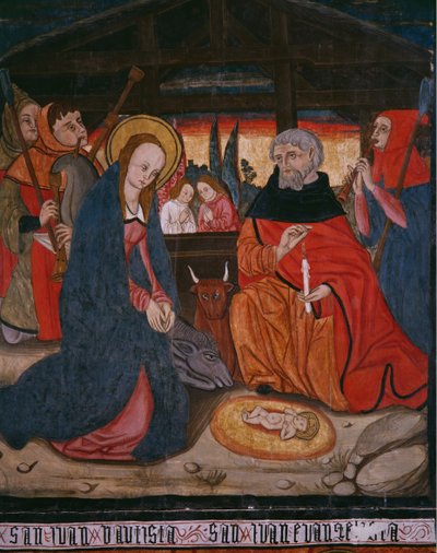 Födelse, panel från kyrkan San Andres of Tortura, sent 1400-tal - början av 1500-talet (målat trä) av Spanish School