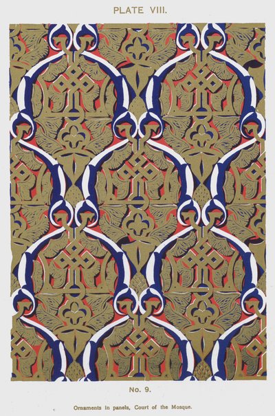 Ornament i paneler, moskéns gård (färg litho) av Spanish School