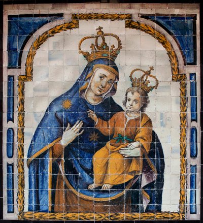 Our Lady of the People - Azulejos (fajans) omkring 1670, av en anonym sevillan, från folkets kloster i Sevilla (Spanien) - Museum of Fine Arts of Sevilla, Spanien av Spanish School
