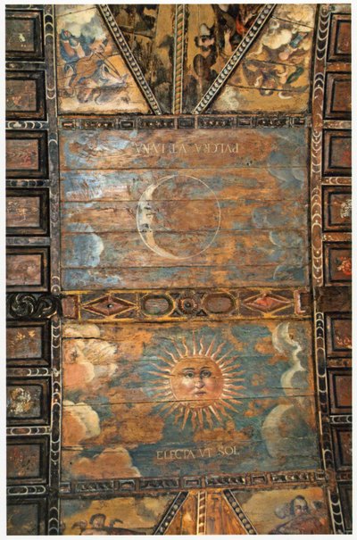 Målat tak i helgedomen Vår Fru av Eremiterna i As Ermidas, Galicien, Spanien. 1600-talet av Spanish School