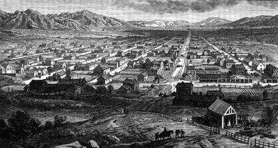 Panoramautsikt över Salt Lake City, Utah, från 