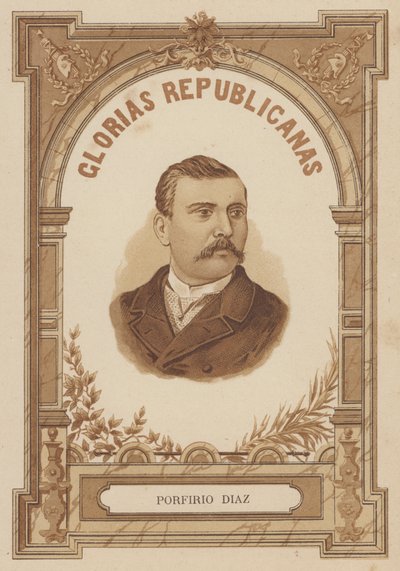Porfirio Diaz, mexikansk soldat och politiker (litho) av Spanish School