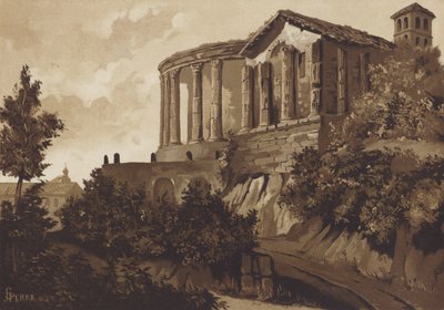Romerska tempel Tiburtine Sibyl och Vesta, Tivoli, Italien av Spanish School