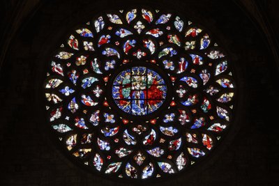 Rosfönster som visar Jungfruns antagande, c.1460 av Spanish School