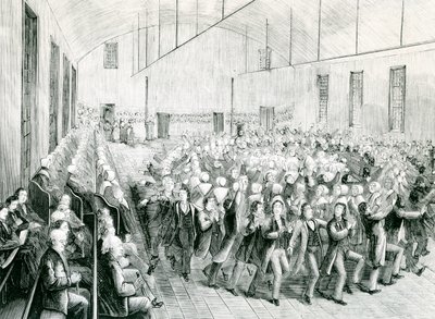 Shakermöte i New Lebanon, New York, 1873 av Spanish School