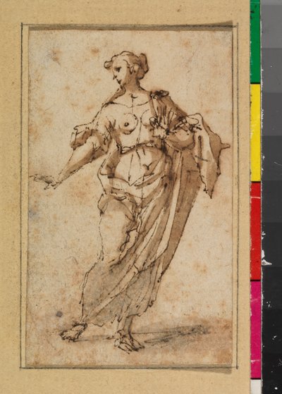 Stående kvinnofigur, 1675-99 av Spanish School