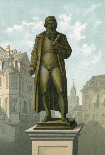 Staty av Gutenberg i Mainz av Spanish School