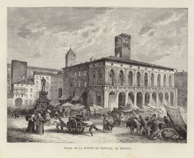 Neptunus fontän i Bologna, Italien av Spanish School