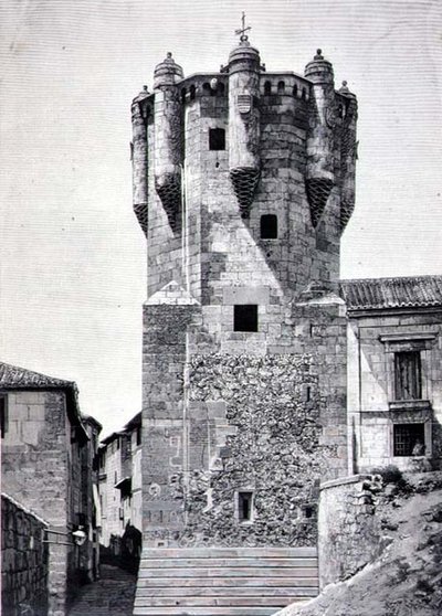 Nyckelhållarens torn, byggt ca 1480 i Plazuela de Menores, Salamanca av Spanish School