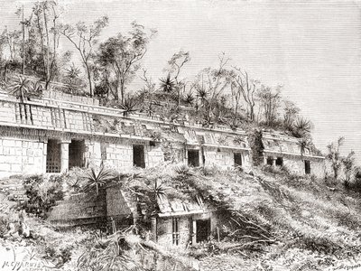 Maskpalatset eller Codz Bajspalats, Kabah, Yucatán, Mexiko av Spanish School