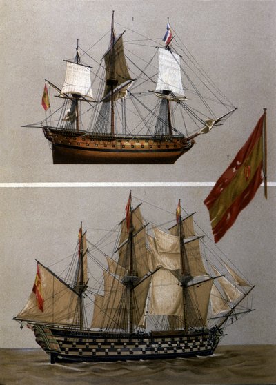 "Raya" och "Santa Ana" (färg litho) av Spanish School
