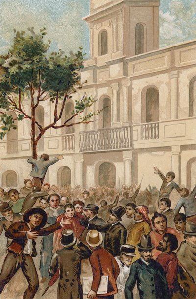 Uppror mot Argentinas president Juarez Celman, Buenos Aires, 1890 av Spanish School