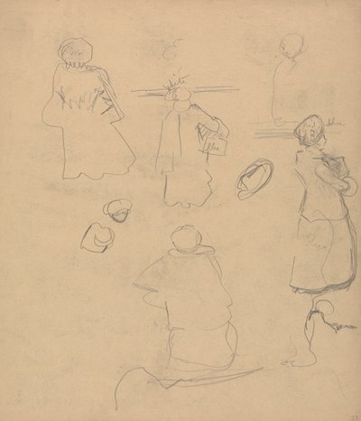 黄金の子牛の洞窟: コートを着た女性とハットスウェディッシュの習作 av Spencer Frederick Gore