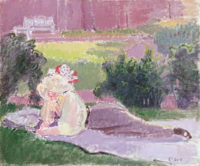 Konstnärens fru i trädgården i Rowlandson House av Spencer Frederick Gore