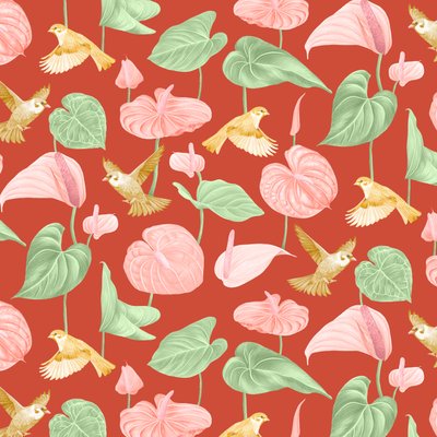 Anthurium-mönster, 2021 (grafitpenna  digital) av Stacy Hsu