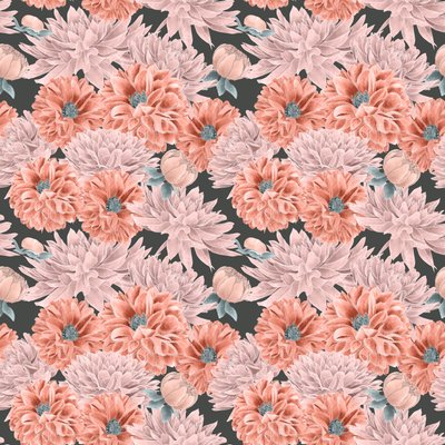 Dahlia hero mönster färgläggning 1, 2020 (blyerts  digitalt) av Stacy Hsu