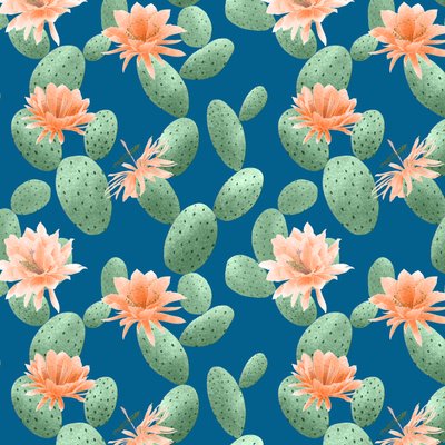 Prickly pear cactus-mönster, 2021 (grafitpenna  digital) av Stacy Hsu
