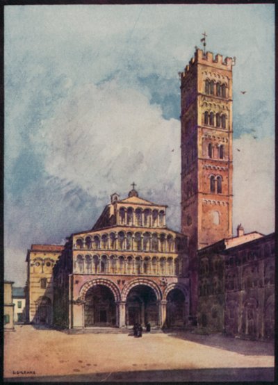 Italienska katedraler: Lucca katedral (färg litho) av Stafford Leake
