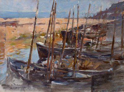 A Sketch, Mousehole Harbour, Cornwall (olja på duk) av Stanhope Alexander Forbes