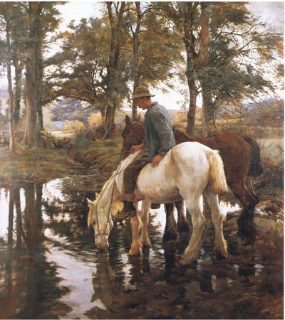 Dricksplatsen (färg litho) av Stanhope Alexander Forbes