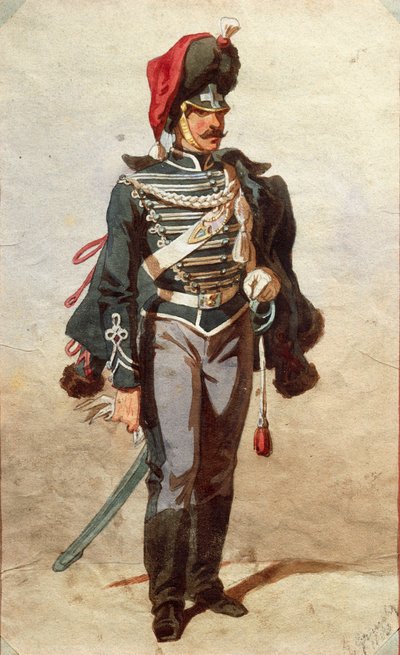 Studie av uniformer, teckning av Stanislao Grimaldi del Poggetto av Stanislas Grimaldi del Poggetto