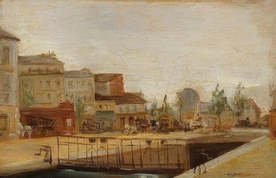 Canal Saint-Martin i Paris med sluss av Stanislas Lepine