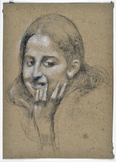 Studie av en leende tjej (teckning) av Stanislas Torrents y de Amat