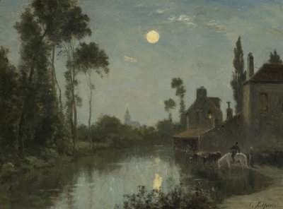 Moonlit River, c.1866-?70 av Stanislas Victor Edouard Lepine