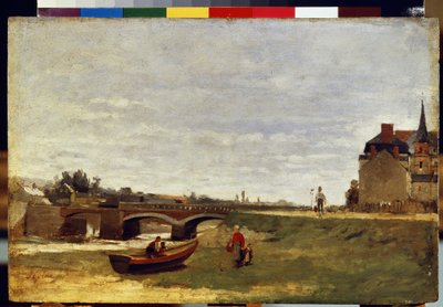 ""Paysage au pont"" (Landskap med en bro) Målning av Stanislas Lepine (1836-1892) 1870 cirka Mått 26x39,5 cm Eremitagemuseet, Sankt Petersburg av Stanislas Victor Edouard Lepine