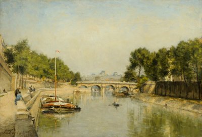 The Banks of the Seine in Spring (olja på duk) av Stanislas Victor Edouard Lepine