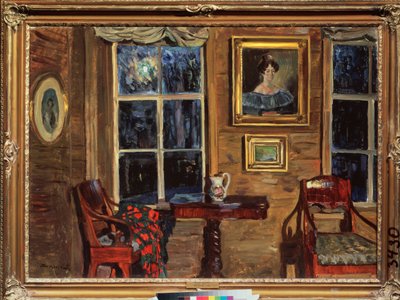 I ett gammalt hus. Målning av Stanislav Yulianovich Zhukovsky (Zhukovsky) (1873-1944), olja på duk av Stanislav Joulianovitch Joukovski