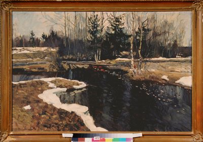 En vårström. Målning av Stanislav Yulianovich Joukovski (Zhukovsky) (1873-1944), olja på plåt av Stanislav Joulianovitch Joukovski