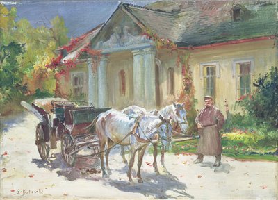 Framför en polsk herrgård, ca 1930 (olja på duk) av Stanislaw Kaczor Batowski